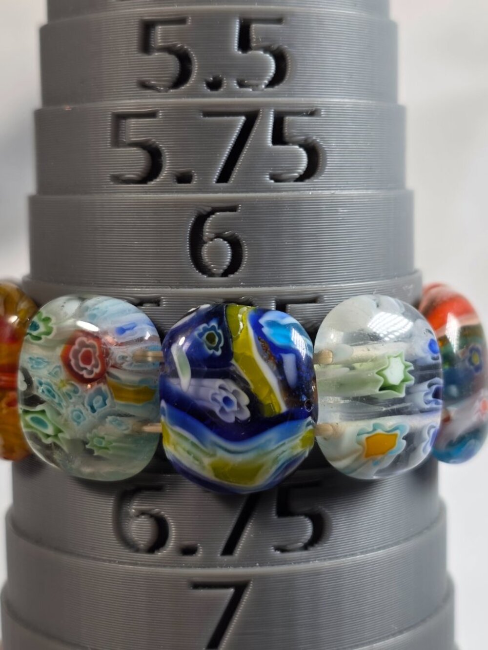 Vibrant Artisan Stretch Bracelet Multi-Color Millefiori & Mosaic Art-Glass Beads - Picture 10 of 10